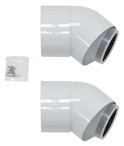 Bulex RGA concentrique PP/acier coude 45° 80/125 mm - prix par set de 2 pièces