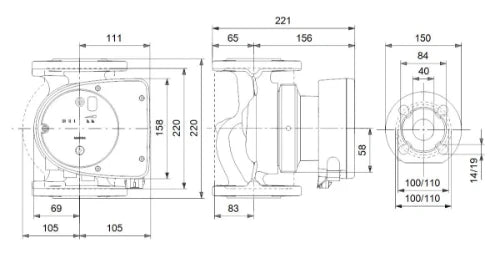 Grundfos Magna 1 circulateur 40-60 F 40 - 1x230V - 220 - PN6/10 - pour chauffage et refroidissement