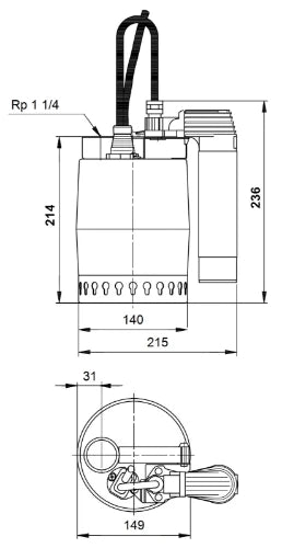 Grundfos Unilift pompe vide-cave KP150-AV-1 - 1x230V - câble 5 m