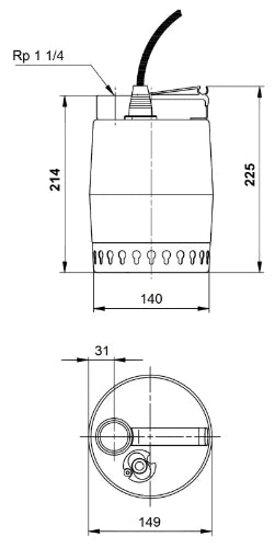 Grundfos Unilift pompe vide-cave KP250-M-1 - 1x230V - câble 10 m