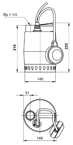 Grundfos Unilift pompe vide-cave KP250-A-1 - 1x230V - câble 5 m