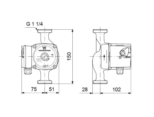 Grundfos circulateur sanitaire UPS20-60 N - 1x230V - 150 mm