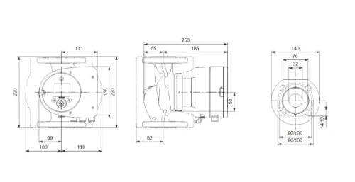 Grundfos Magna 3 circulateur 32-100 F 32 - 1x230V - 220 - PN6/10 - pour chauffage et refroidissement