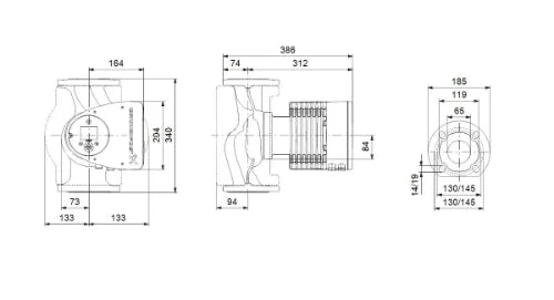 Grundfos Magna 3 circulateur 65-60F 65 - 1x230V - 340 - PN6/10 - pour chauffage et refroidissement