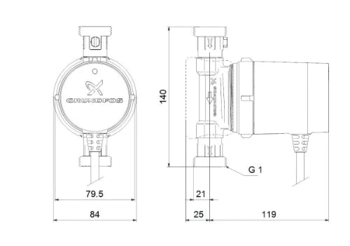 Grundfos Comfort circulateur sanitaire 15-14 BX PM - 1x230V - 140 mm