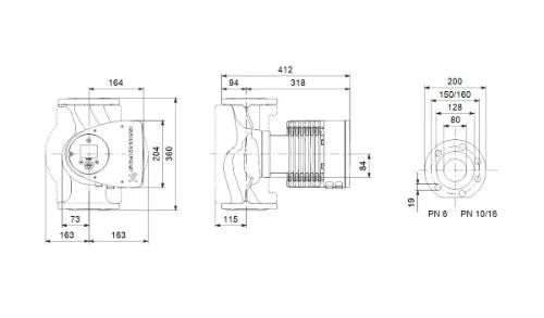 Grundfos Magna 3 circulateur 80-100 F 80 - 1x230V - 360 - PN6 - pour chauffage et refroidissement