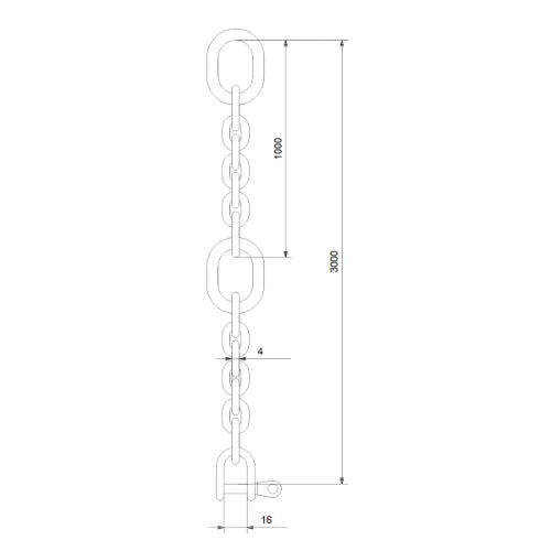 GRUNDFOS Lifting chain 320kg 3m SS cert.
