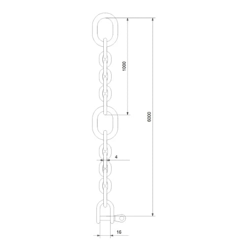 GRUNDFOS Lifting chain 320kg 6m SS cert.