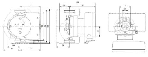Grundfos Magna 1 circulateur 25-100 - 1x230V - 180 mm - PN10- pour chauffage et refroidissement