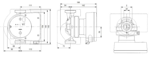Grundfos Magna 1 circulateur 32-100 2 - 1x230V - 180 mm - PN10 - pour chauffage et refroidissement