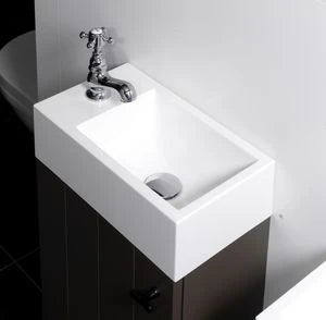 Vika Fontana lavabo 400 x 220 x 115 mm - blanc - ciment coulé - avec trou de robinet gauche - sans trop-plein