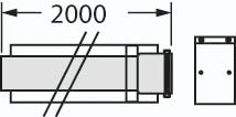 Vaillant RGA concentrique Alu/acier tuyau (longueur 2000mm) 60/100 mm - pour chaudières non-condensation