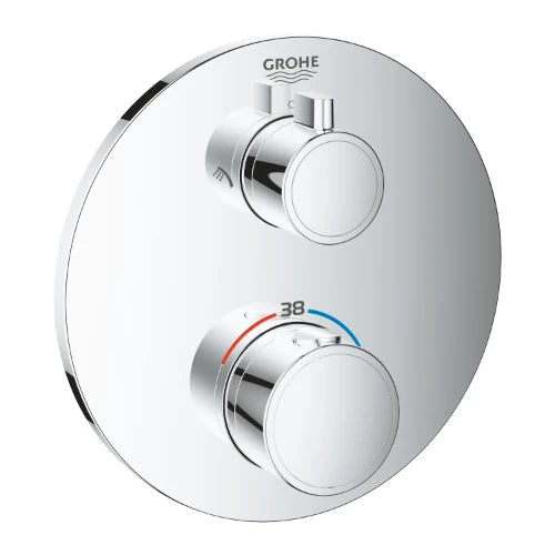 Grohe Grohtherm mitigeur douche thermostatique 1/2 Smartbox - rond chromé pour 2 sorties avec vanne d'arrêt intégré