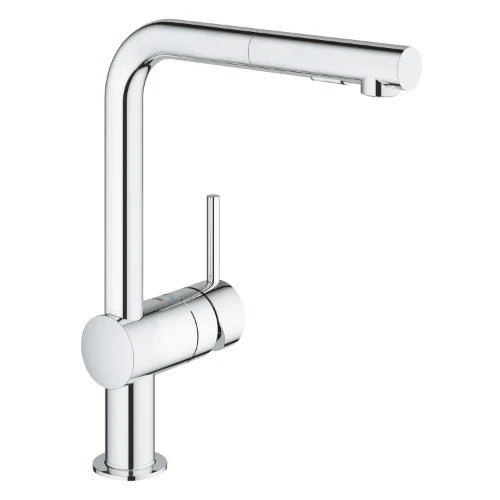 Grohe Minta mitigeur cuisine - chromé - L-bec d'écoulement - douchette extractible