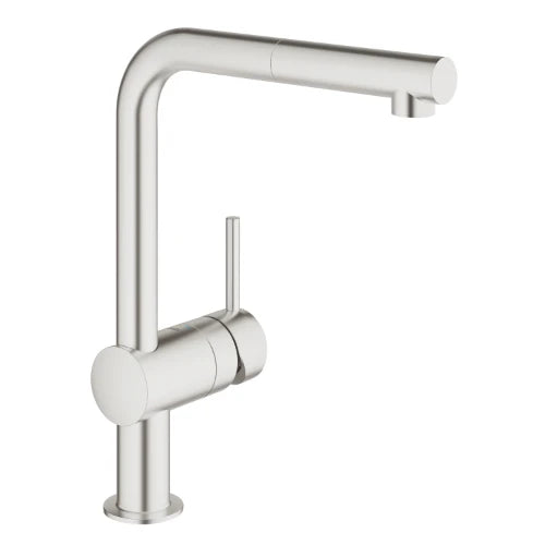 Grohe Minta mitigeur cuisine - super steel - mousseur extracible
