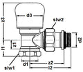 Comap 408U robinet radiateur 1/2 équerre reglage double-nickelé-douille auto-étanche