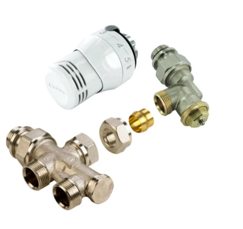 Comap 532TL ensemble 3 voies thermostatisable 100% raccordement sol avec insert droit avec coude 1/2 x M22 - inclusif Senso tête thermostatique