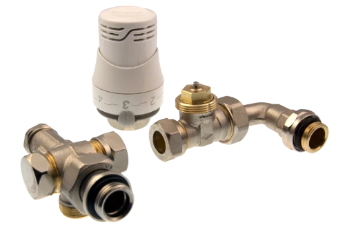 Comap 532LTL combinaison thermostatisable 100% raccordement mural avec vanne droite avec coude 1/2 x M22 -avec tête thermostatique Senso