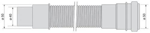 Airfit HT flexible de raccordement MF (longueur 750 mm) 50 x 50/40 mm - gris PP non collable