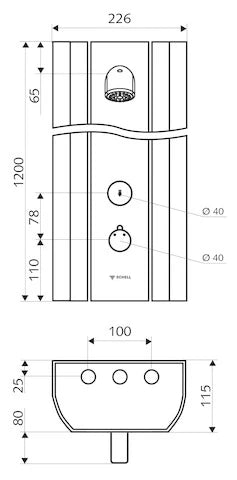 PANNEAU DE DOUCHE MURAL SCHELL LINUS DP-SC-T 1/2 aluminium anodise Fermeture temporisée - Thermostat
