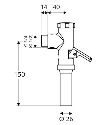 Schell Schellomat robinet de rinçage 3/4 pour wc sans tube de rinçage