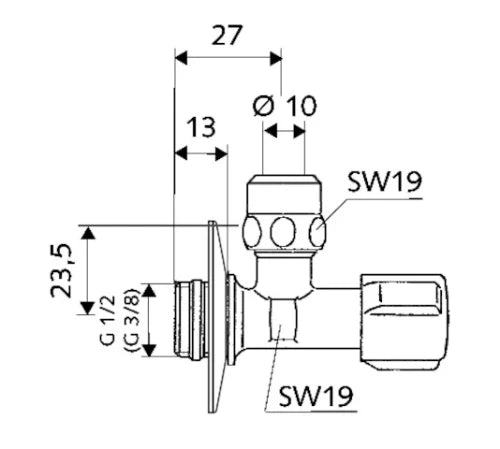 Schell Comfort robinet d'arrêt équerre 1/2 x 10 mm - chromé - avec joint ASAG - sans rosace