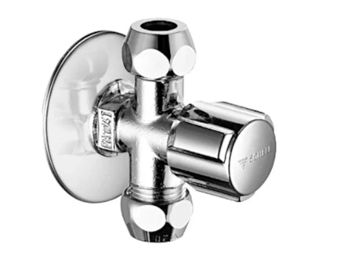 Schell Comfort robinet d'arrêt équerre 1/2 x 10 x 10 mm - chromé - avec raccordement double