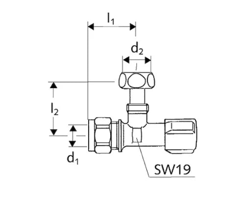 ROBINET D'ARRET EQUERRE SCHELL COMFORT 3/8 X 15 MM chromé .