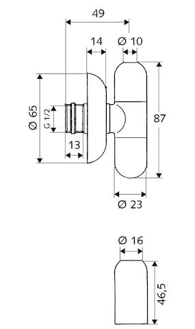 Schell Rondo robinet d'arrêt équerre 1/2 x 10 mm - chromé - avec rosace