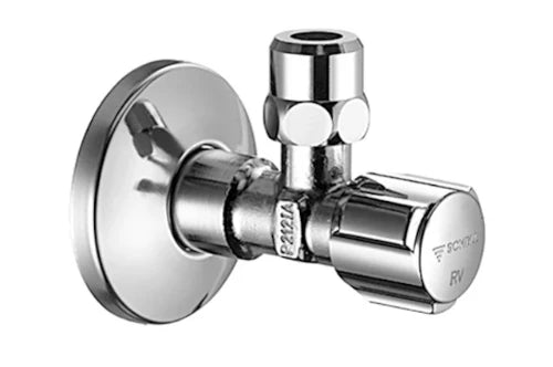 Schell Comfort robinet d'arrêt équerre 1/2 x 10 mm - chromé - agréé Belgaqua - avec clapet anti-retour double