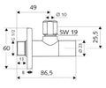 Schell Stile robinet d'arrêt équerre 1/2 x 10 mm - chromé - avec rosace
