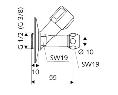 Schell Comfort robinet d'arrêt droit 1/2 x 10 mm - chromé