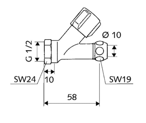 Schell Comfort robinet d'arrêt droite 1/2 x 10 mm - chromé - sans rosace