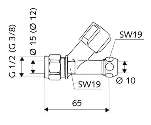 Schell Comfort robinet d'arrêt droit 15 x 10 mm - chromé - sans rosace - raccord à compression