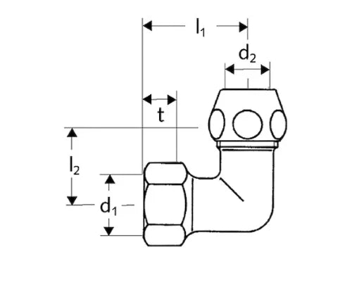 Schell raccord droit équerre FF 10 x 1/2 F - chromé