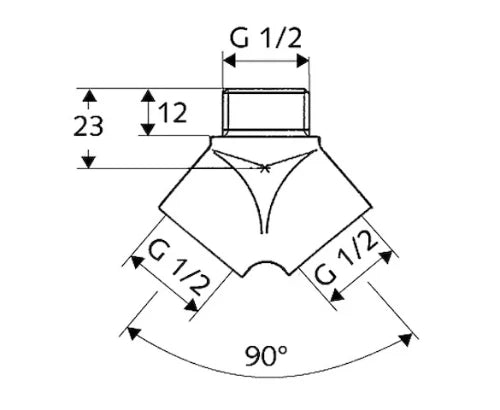 Schell pièce-Y MFF 1/2 x 1/2 x 1/2 - chromé