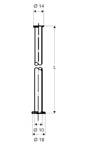 Schell tuyau 10 x 600 mm - chromé - avec 2 collerettes 3/8 et 1/2