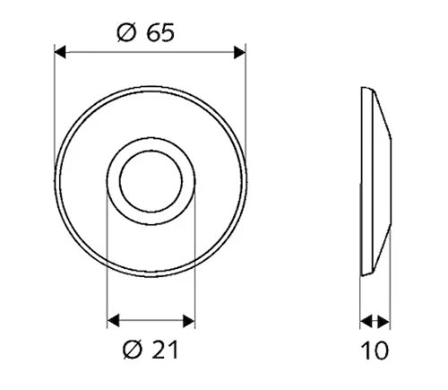 ROSACE SCHELL 65MM chromé trou 1/2"(21mm) largeur 10mm
