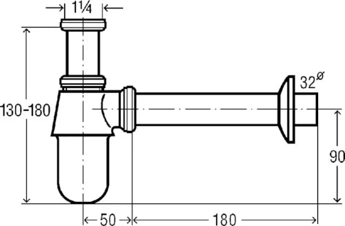 Viega chromé siphon bouteille sans crépine 5/4 x 32 mm - chromé