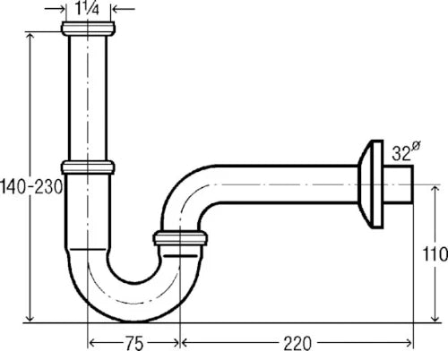 SIPHON TUBULAIRE VIEGA 5/4 X 5/4 chromé