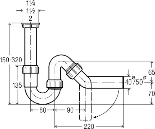 Viega PP siphon tubulaire simple 5/4 x 40 mm - blanc