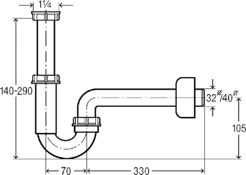SIPHON VIEGA 5/4 pour evier a 1 bassin