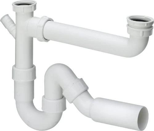 Viega PP siphon tubulaire double avec WMA 6/4 x 40 mm - blanc