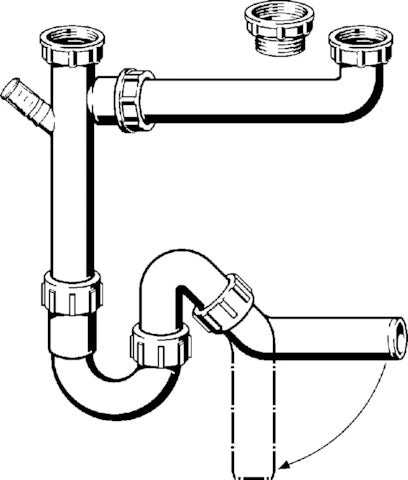 Viega PP siphon tubulaire double avec WMA 6/4 x 40 mm - blanc