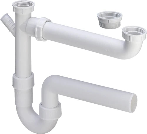 Viega PP siphon tubulaire double avec WMA 6/4 x 40 mm - blanc - évacuation horizontale