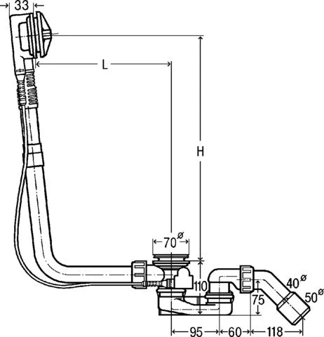 Viega Muliplex vidage baignoire - nu - model 6163.1 - sans set de finition