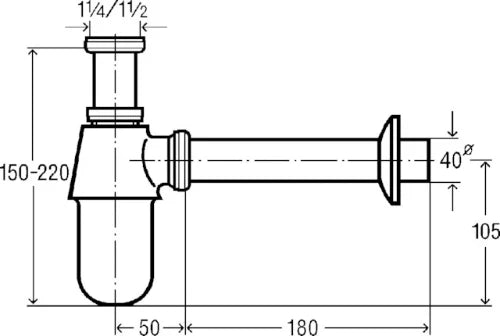 SIPHON BOUTEILLE VIEGA 6/4 laiton chromé