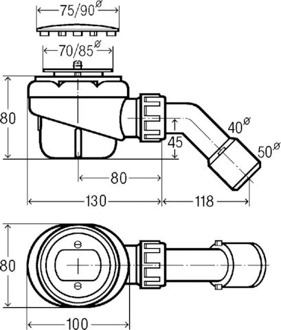 Viega Domoplex siphon de douche 52 mm - chromé - inclusif set de finition
