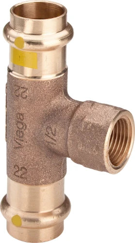 Viega Profipress Gaz té réduit avec filetage femelle FFF 22 x 1/2 F x 22 mm