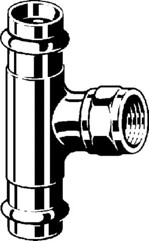 Viega Profipress Gaz té réduit avec filetage femelle FFF 28 x 1/2 F x 28 mm